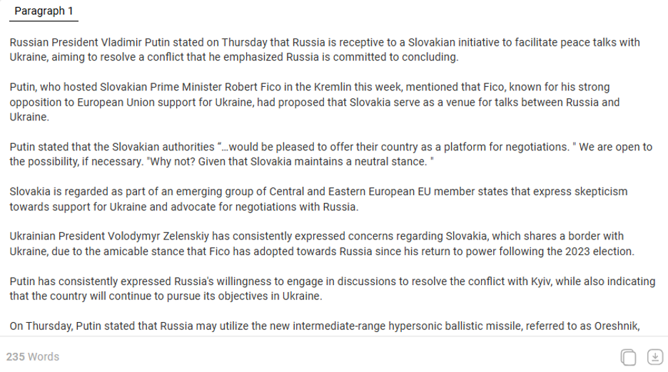 News Paragraphs